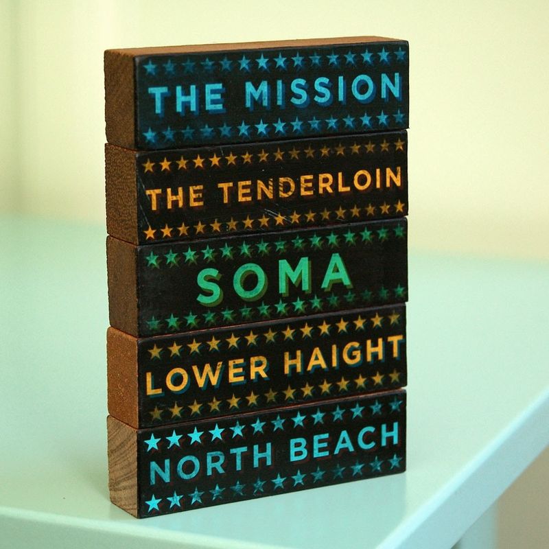 San Francisco Hoods on Wood - Five Art Block Set - Pick the Hoods - product images  of 