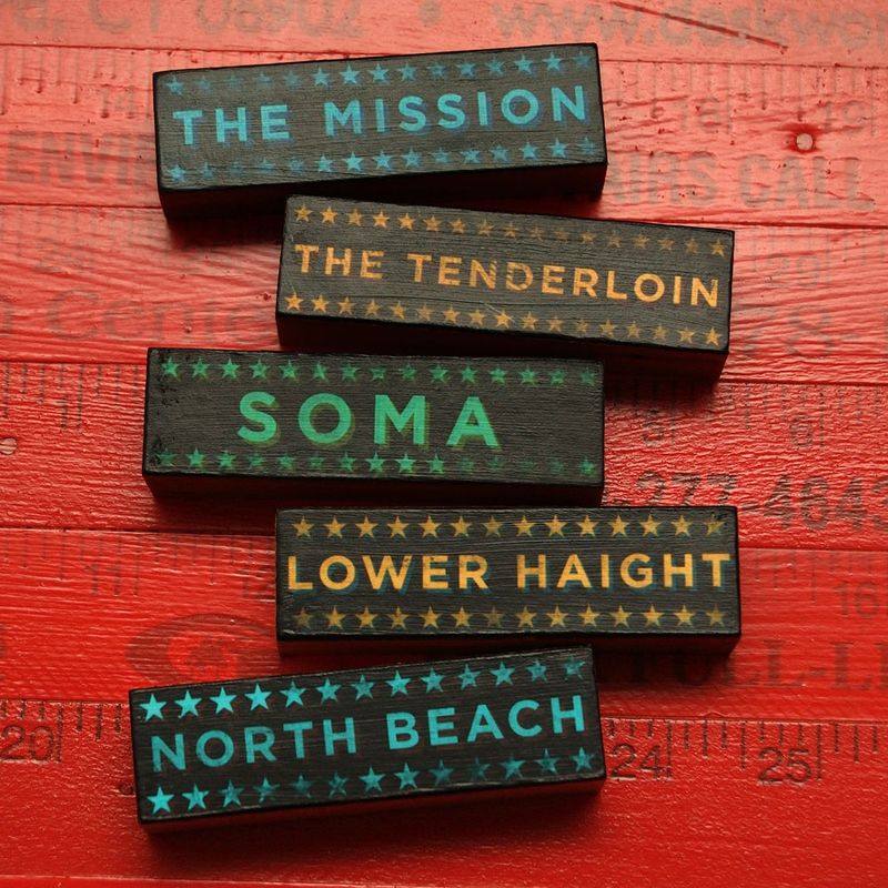San Francisco Hoods on Wood - Five Art Block Set - Pick the Hoods - product images  of 