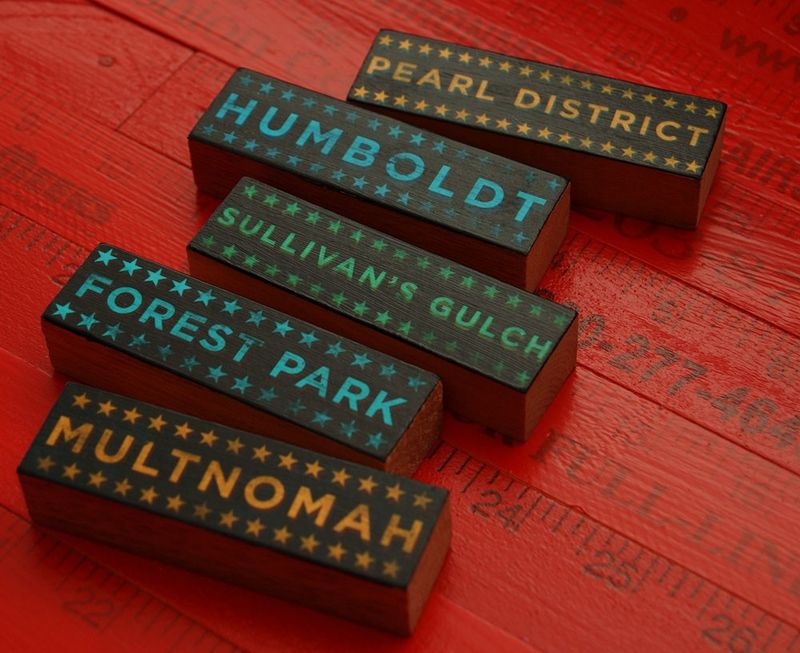 Hoods on Wood - Five Art Block Set - Portland, Oregon Pick Your Hoods - product images  of 