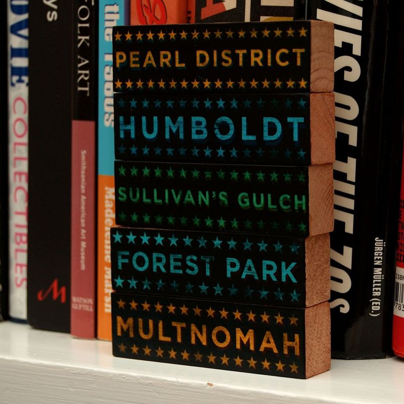 Hoods on Wood - Five Art Block Set - Portland, Oregon Pick Your Hoods - product images  of 
