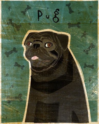 Pug,(Black),Print,8,x,10,Art,Illustration,digital,whimsical,cute,dog,animals,animal,pug,black,paper,ink
