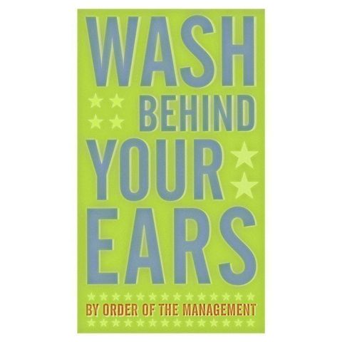 Wash,Behind,Your,Ears,Print,6,in,x,10,Children,Art,baby,nursery,wash,ears,art,illustration,digital,print,green,blue,text,paper,computer