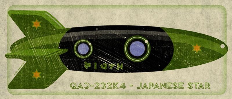 Japanese Star Tin Toy Rocket Box Art Print 7.78 in x 18 in - product images  of 