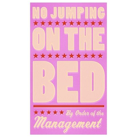No,Jumping,on,the,Bed,(Pink),Print,6,in,x,10,Children,Art,art,illustration,print,digital,parental,john_w_golden,jumping,bed,red,pink,girl,nursery,paper,computer