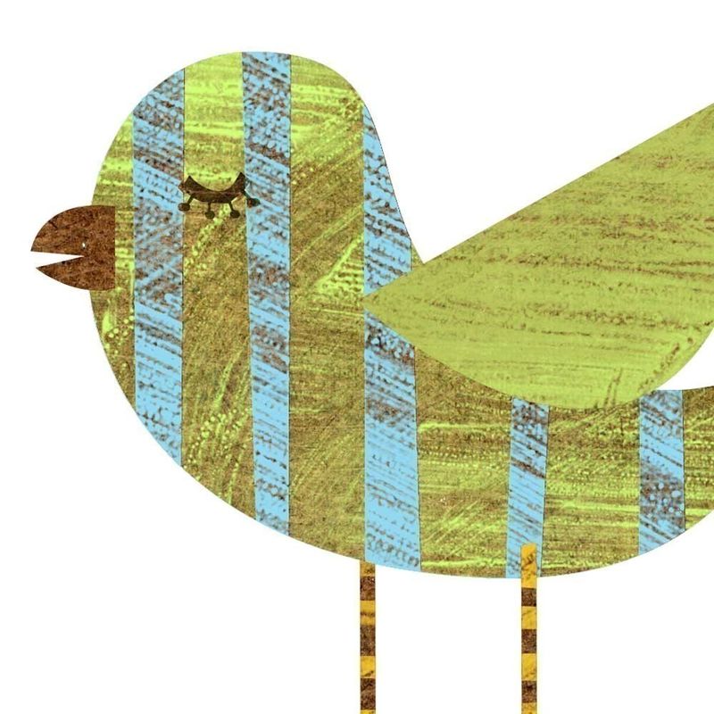 Band Legged Blue Green Striped Bird Collage Print 5 in x 7 in - product images  of 