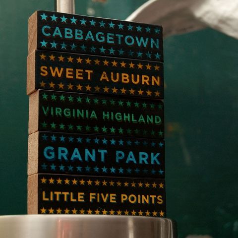Atlanta,Hoods,on,Wood,-,Five,Art,Block,Set,Pick,the,Illustration,wood,block,black,gift,neighborhood,atlanta,grant_park,cabbagetown,little_five_points,georgia,sweet_auburn,virginia_highland,paper,ink,glue,sealer