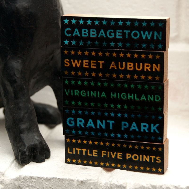 Atlanta Hoods on Wood - Five Art Block Set - Pick the Hoods - product images  of 