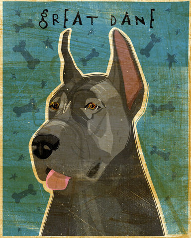 Great,Dane,Number,5,-,Blue,Dog,Art,Print,8,in,x,10,Illustration,whimsical,cute,animals,dog_art,pet,puppy,Great_Dane,Great_Dane_Art,Dog_Print,blue,paper,ink