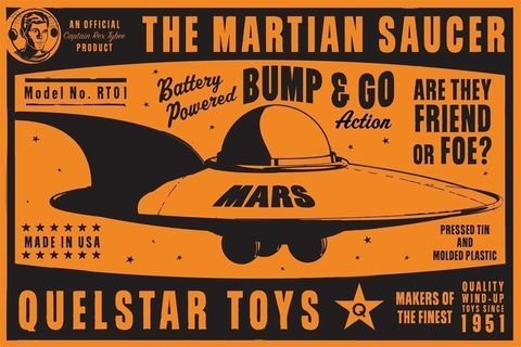 Martian,Saucer,Box,Art,Print,8,in,x,12,art,illustration,print,digital,robot,children,tin_toy,paper,ink