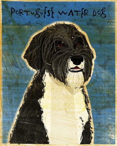 Portuguese,Water,Dog,Print,Art,Illustration,digital,whimsical,cute,dog,animals,animal,portuguese,water,paper,ink