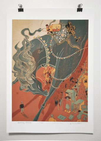 Money,Horse,Victo Ngai, limited edition giclee print, horse,holiday, travel, family, whimsical