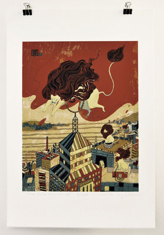 The,New,Standard,Victo Ngai, limited edition giclee print, lion, animal, skyscrapers, whimsical, color