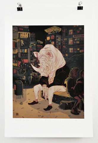 Lost,in,Translation,Victo Ngai, limited edition giclee print, rhinos, lost in translation, whimsical