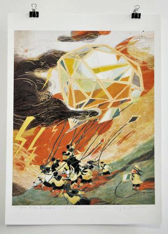 The,Kite,Runners,Victo Ngai, limited edition giclee print, kite, sailor uniform, children, storm