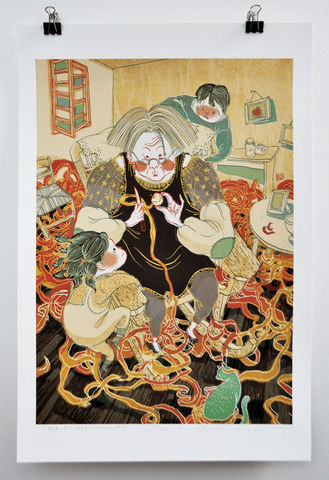 The,Disappointment,Victo Ngai, limited edition giclee print, orange piling, children, grandmother, whimsical