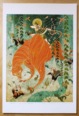 Best,of,the,Victo Ngai, limited edition giclee print, tiger, hunter, horses, floral pattern, decorative