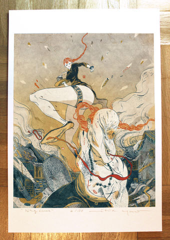 Wing,Chun,Victo Ngai, limited edition giclee print, kung fu, wing chun, fighting, fierce asian girl