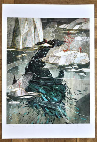 Treacherous,Water,Victo Ngai, limited edition giclee print, whale, fish, ocean, water, fox, animal, glaciers