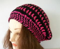 Semi,Lacy,Spiral,Striped,Slouch,Hat,2,Colors,Crochet hat,lacy slouch hat, crochet tam,lace slouch hat, spiral hat, 2 color hat, custom hat, color choice