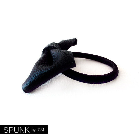 Ponytail Holder Elastic Hair Tie Leather Black The Lifestyle
