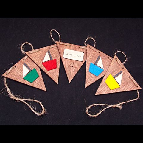 Wooden,West,Cork,Boat,Bunting,wooden, sailing boat bunting, rossbrin creative, west cork