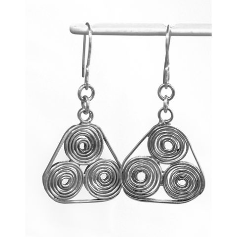Handmade,silver,'triple,spiral',earrings,silver earrings, triple spiral, norbert abel, west cork crafts