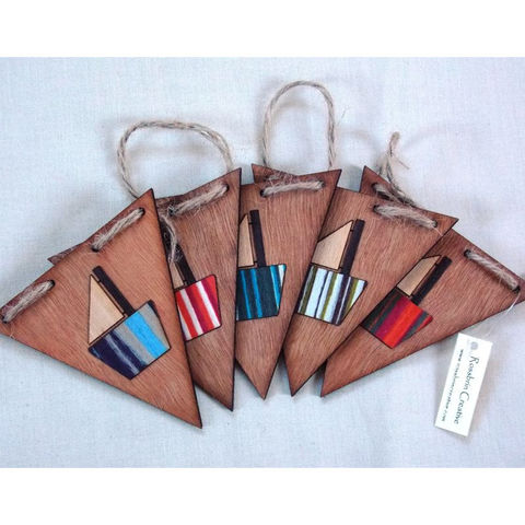 Wooden,Boat,Bunting-Wood,Veneer,wooden, sailing boat bunting, rossbrin creative, west cork