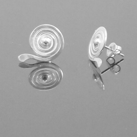 Handmade,silver,'spiral,drop',stud,earrings,silver stud earrings, polished, spiral, drop, celtic, norbert abel, west cork crafts
