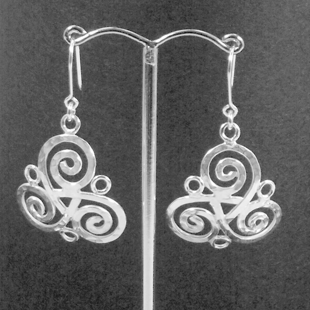 Handmade silver 'Triskele' earrings - product image