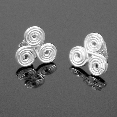 Handmade,silver,'triple,spiral',stud,earrings,silver stud earrings, triple spiral, norbert abel, west cork crafts