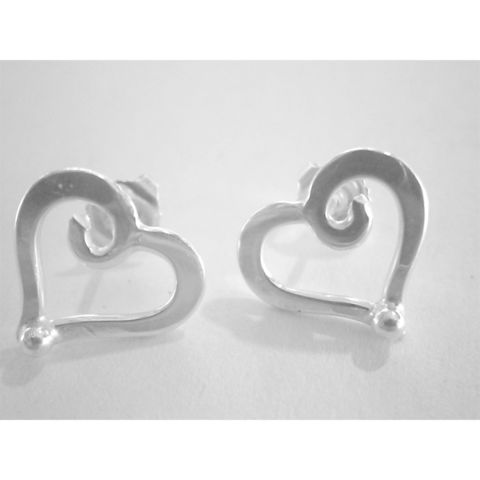 Handmade,'heart',stud,earrings,silver stud earrings, silver heart, norbert abel, west cork crafts
