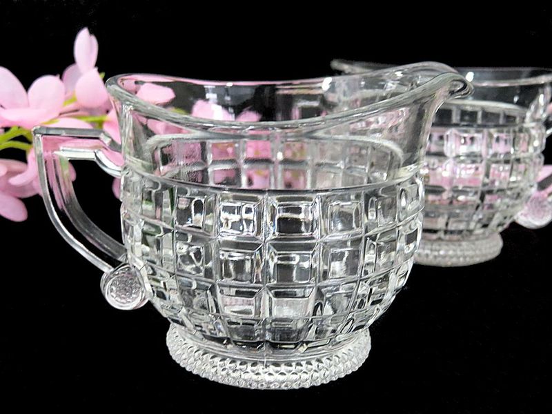 Heisey Glass Victorian Pattern Creamer and Open Sugar From Time To Time