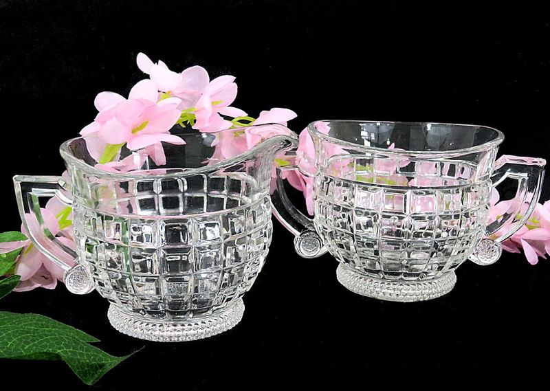 Heisey Glass Victorian Pattern Creamer and Open Sugar From Time To Time