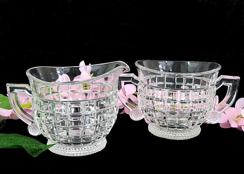 Heisey Glass Victorian Pattern Creamer and Open Sugar From Time To Time