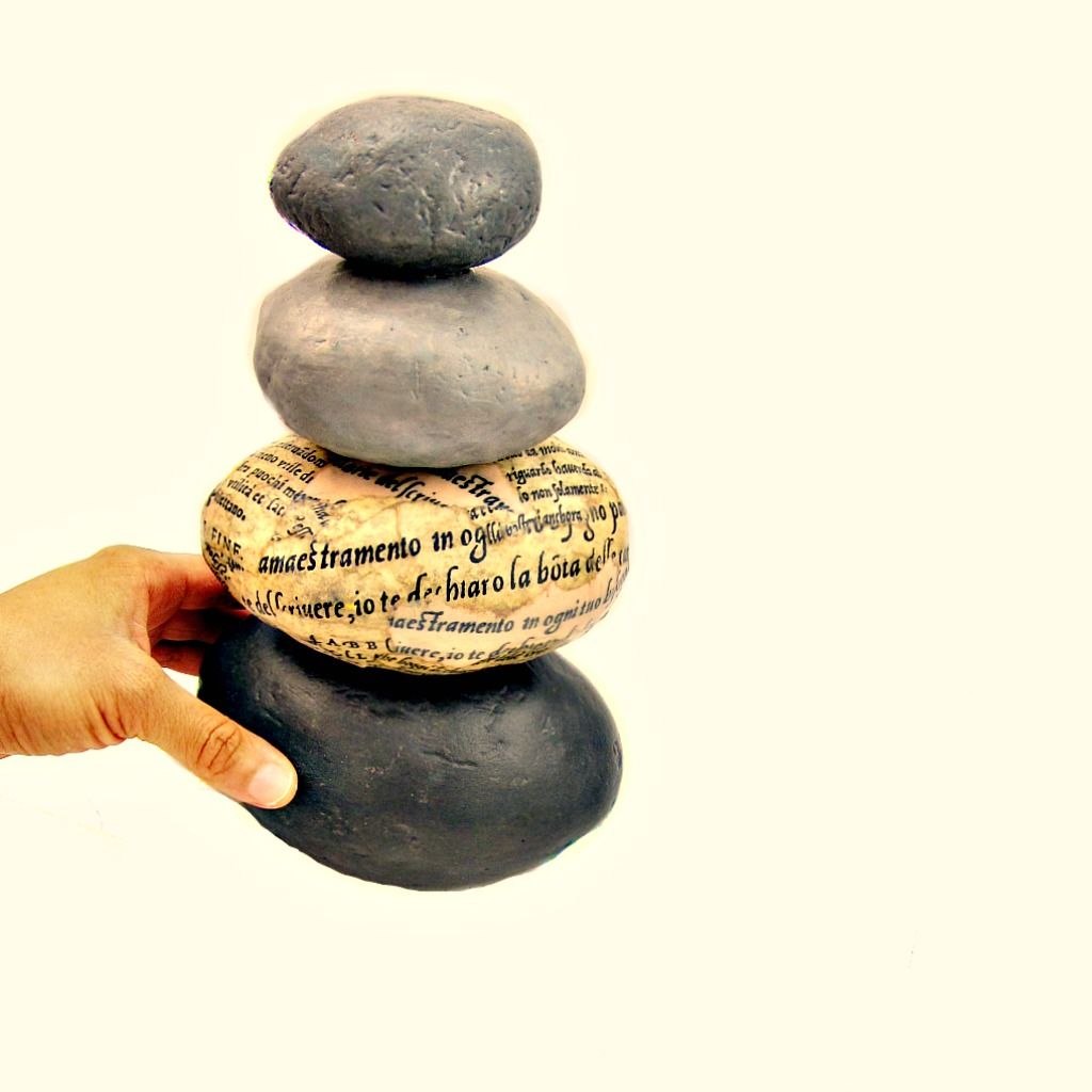 Faux Rock Stack Paper Mache Cairn Sculpture Decor Wind Created by Renée