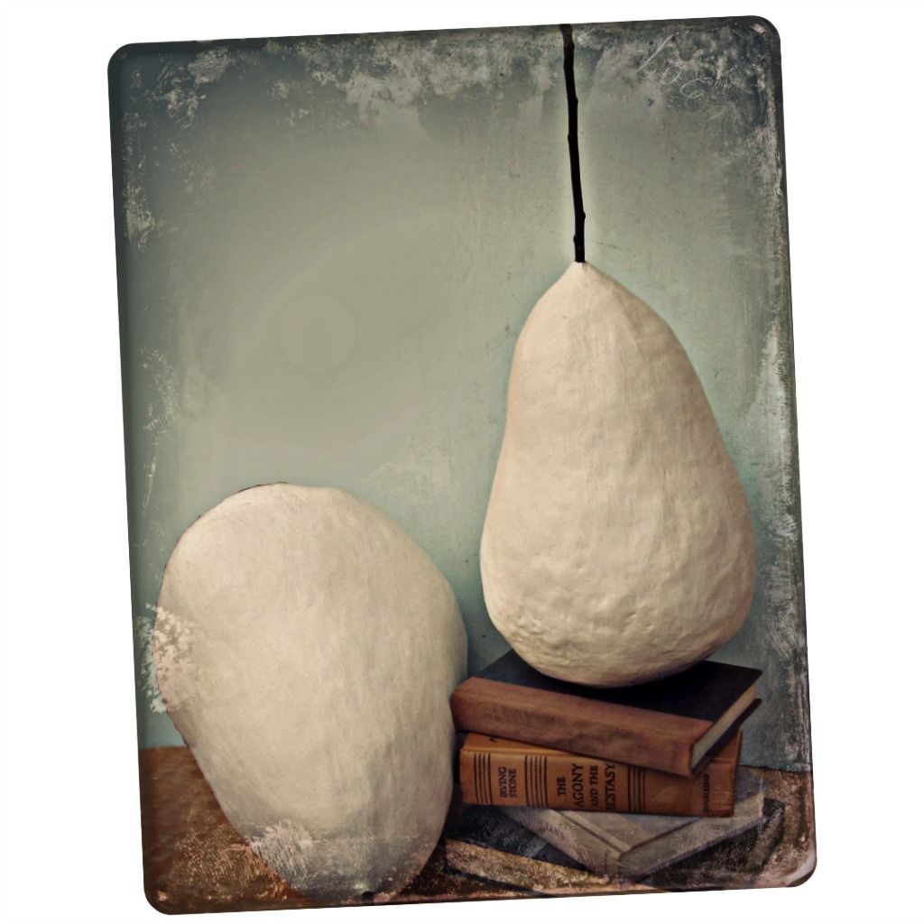 Giant White Minimalist Abstract Paper Mache Pear Sculptures MADE to ORDER Created by Renée