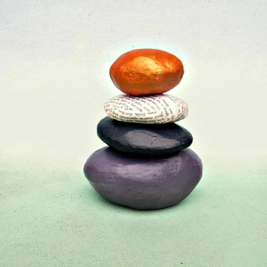 Paper Mache Rock Stack Cairn Sculpture Decor Water Created by Renée