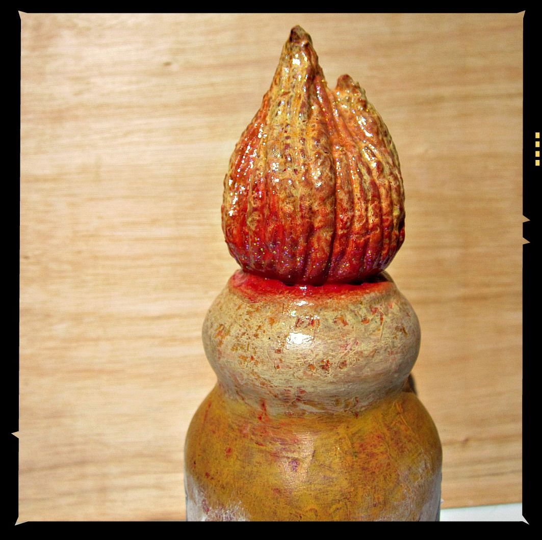 Paper Mache Cloche Jar Decor Accent with Star and Fire Design Meteor Created by Renée