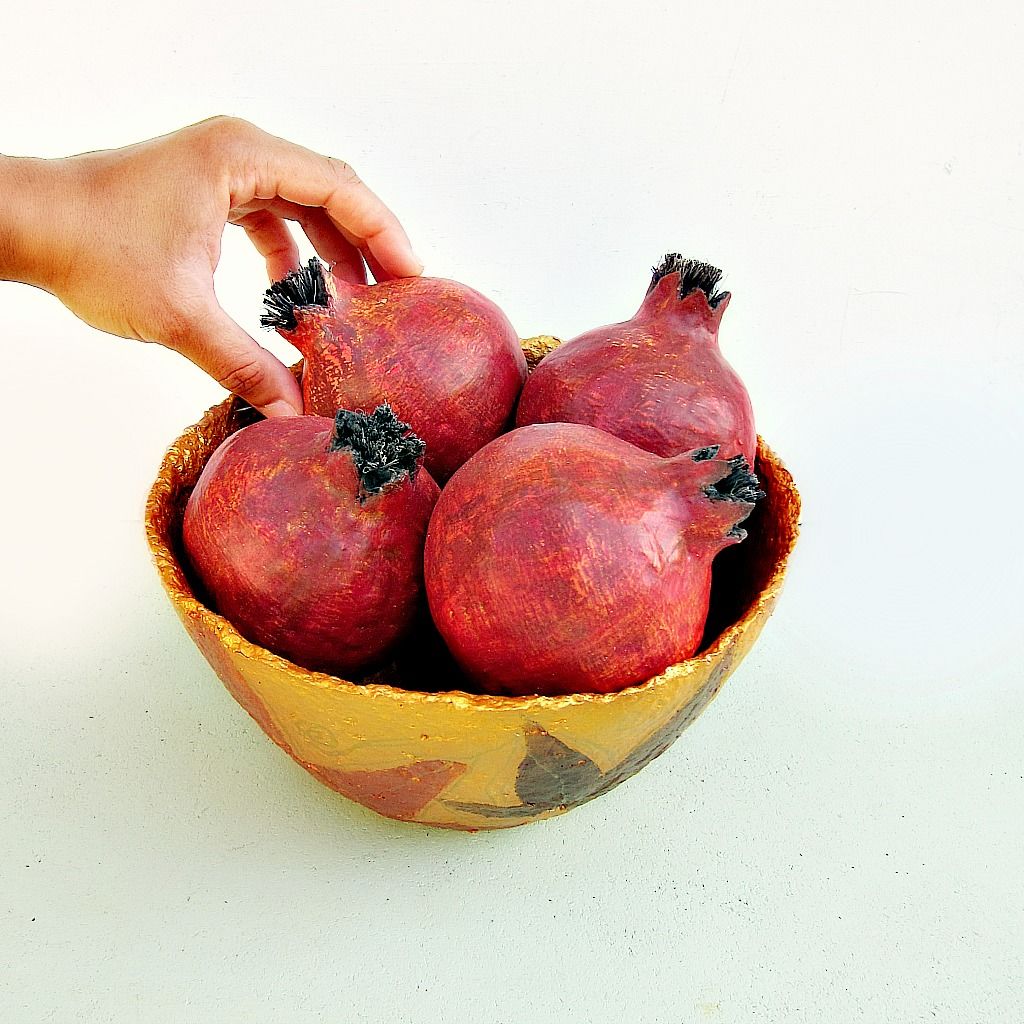 Paper Mache Pomegranate Fruit, Set of Five MADE to ORDER Created by Renée