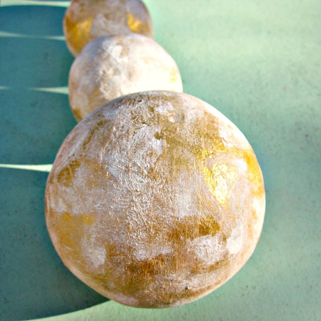 Paper Mache Accent Balls, Set of Five Decorative White and Gold Spheres