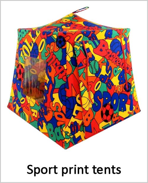 Sport print tents without lace around the windows