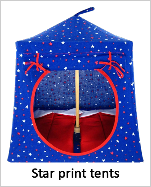 Star print tents without lace around the windows
