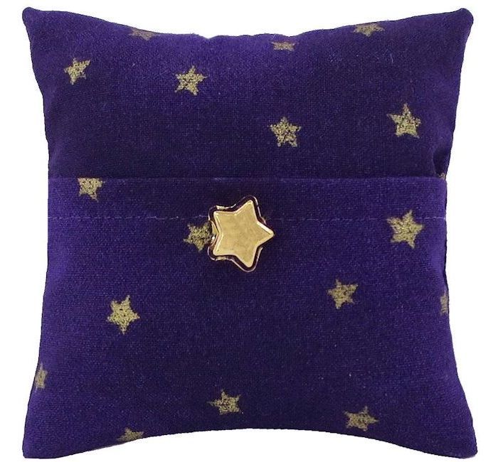 Tooth Fairy Pillow Purple Star Print Fabric Shiny Gold Star