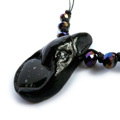 Snowflake,Obsidian,Crow,Amulet,crow head,crow pendant,crow necklace,snowflake obsidian,obsidian pendant,bird amulet,crow amulet,black crow