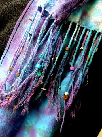 Blue,Fairy,Fringe,Cotton,Scarf,Accessories,Women,tasrete