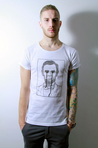Dead,President,trikki, abraham lincoln, streetwear, scoop neck, low cut, wide collar, indie, festival, premium, t-shirt, cathedral, grunge, punk, fashion, style, london, grill