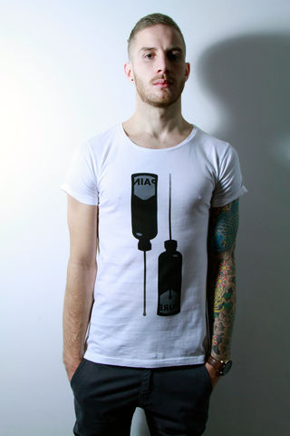 Pure,Pain,trikki, indian ink, illuminati, dreamcatcher streetwear, scoop neck, low cut, wide collar, indie, festival, premium, t-shirt, cathedral, grunge, punk, fashion, style, london