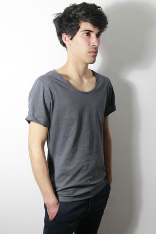 Premium,:,Charcoal,trikki, speckled, flecked, designer, scoop neck, low cut, wide collar, indie, festival, premium, t-shirt, fashion, style