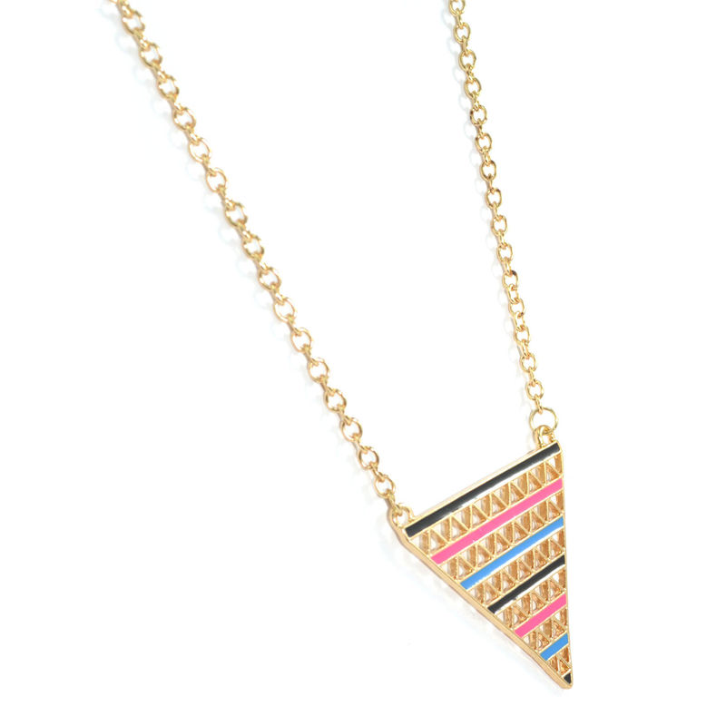 COLOURFUL STRIPES TRIANGLE NECKLACE - product image