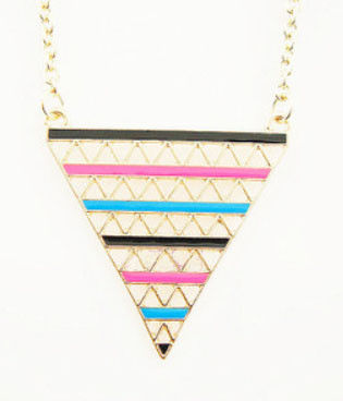 COLOURFUL STRIPES TRIANGLE NECKLACE - product image